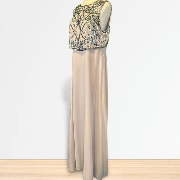 ASOS Mauve Pink / Purple Chiffon Side Slit Gown w/ Silver Sequin Embellishments - Picture 5 of 16